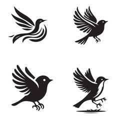Fototapeta premium black and white silhouette bird icon
