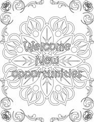 Printable mandala coloring page for kids and adults with motivational quote for self love and self care. it helps to succeed and struggle against life to enjoy the tough journey
