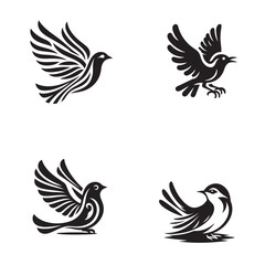 Obraz premium black and white silhouette bird icon