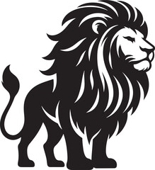 Lion silhouette isolated on white background. black and white vector
