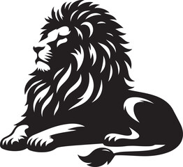 Lion silhouette isolated on white background. black and white vector