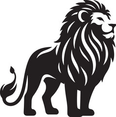 Lion silhouette isolated on white background. black and white vector