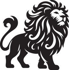 Naklejka premium Lion silhouette isolated on white background. black and white vector