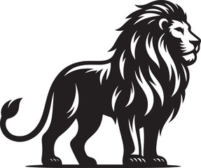 Lion silhouette isolated on white background. black and white vector