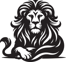 Lion silhouette isolated on white background. black and white vector