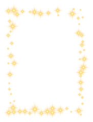 Gold Glowing Star Pattern Border. Transparent Christmas Lights Stars