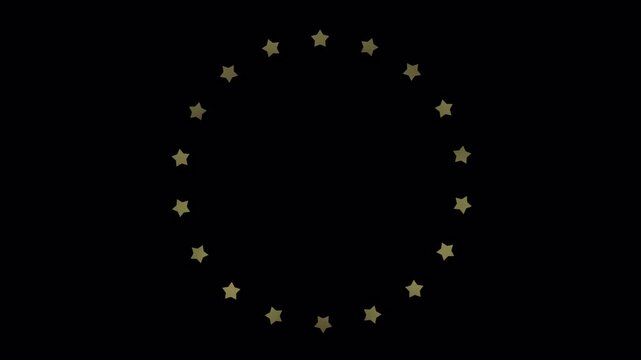 Rotating Small shimmering, shining star circular ring frame or border with transparent alpha channel overlay