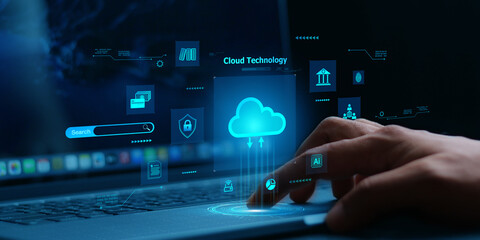 cloud technology concept Global network of global business Megatrends on the Internet for Telecommunication.