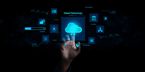 cloud technology concept Global network of global business Megatrends on the Internet for Telecommunication