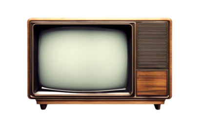 Vintage television, Classic retro TV set with old fashioned design, isolate on transparent background, cutout, png 