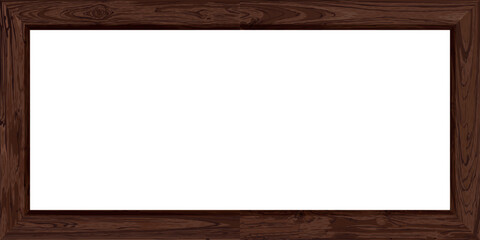 Blank white board with dark wooden frame rectangle shape graphic illustrated. Cut timber chalkboard for menu or any message. © Wasitt