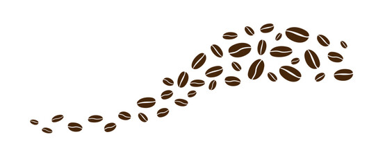 Coffee beans isolated on white background. Wave of Coffee bean background. Vector illustration