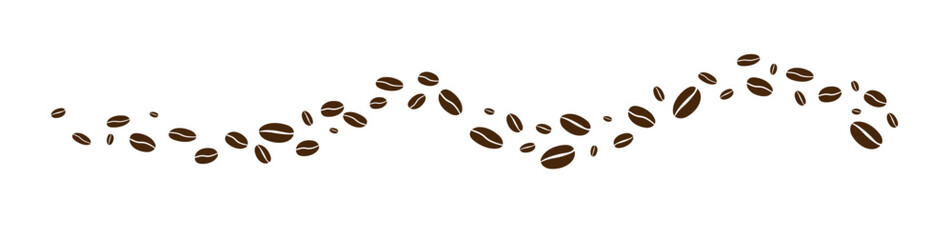 Coffee beans isolated on white background. Wave of Coffee bean background. Vector illustration