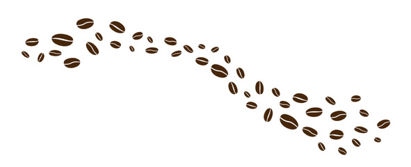 Coffee beans isolated on white background. Wave of Coffee bean background. Vector illustration