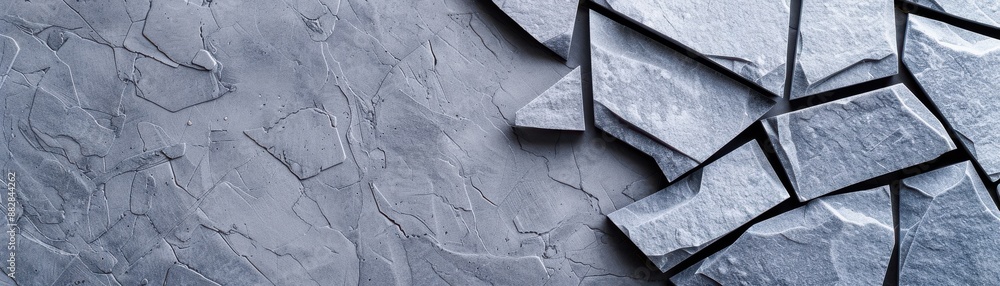Poster abstract textured gray slate tiles background with broken geometric pattern, perfect for modern desi