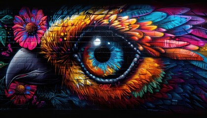 Fototapeta premium Environmental activism captured in a powerful mural, vibrant visuals urging sustainable action within the community