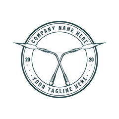 Circular Vintage Retro Crossed Welding Torch Badge Emblem Label for Welding Industry Illustration