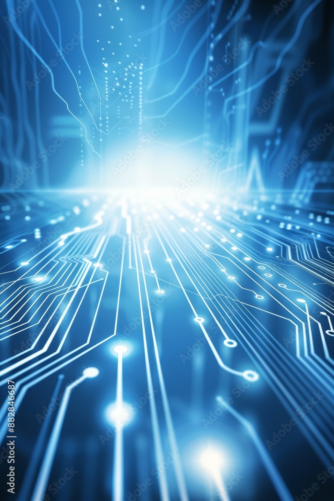 Aufkleber detailed close up of microchip circuits with ethereal glow for enhanced search relevance