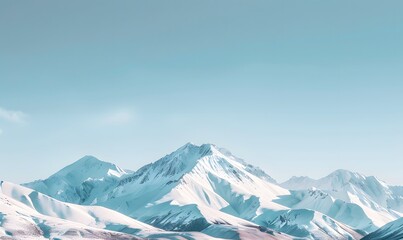 Fototapeta premium Snow mountains under a clear, Generative AI