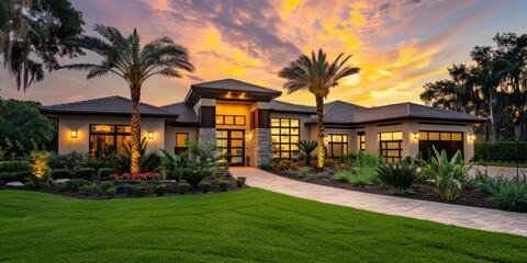 Beautiful Modern real estate House with Lush green Garden, Modern house