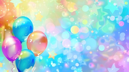 Celebration Background with Balloons and Stars
