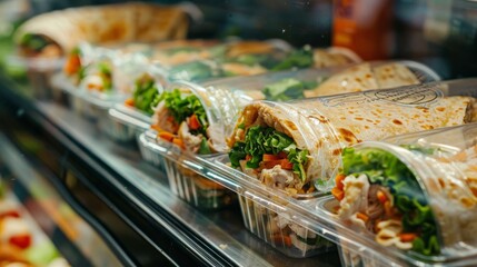 Fresh wraps presented in transparent containers