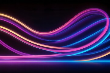 Obraz premium 3d render. Abstract neon curvy lines isolated on black background generate by AI