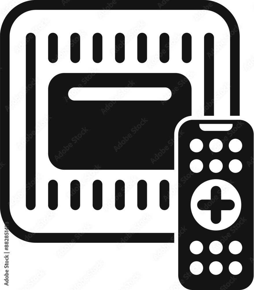 Poster glyph icon of a smart home control panel using a remote control