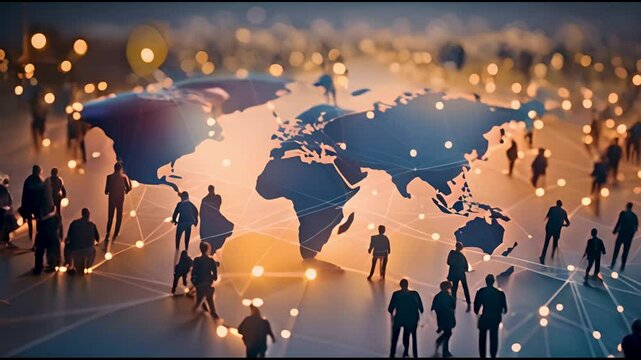 Global interconnection of people on social networks and life, intersection of destinies and events.