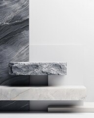 Minimalist white and gray stone platform for product display.