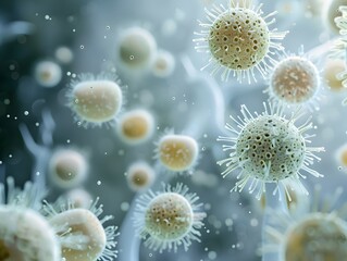 Closeup of Floating Mold Spores in the Air with Abstract and Organic Textures
