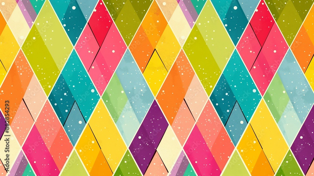 Aufkleber a bright and cheerful geometric summer background with a pattern of colorful diamonds and chevrons, 