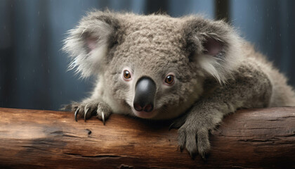 Obraz premium Adorable Koala Bear Resting on a Tree Branch with Curious Eyes and Fluffy Ears in a Natural Habitat