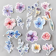 Watercolor floral and book-themed stickers, perfect for decorating notebooks, journals, and planners.
