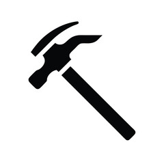 Hammer icon and logo design on  isolated white background