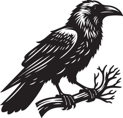 Mysterious Raven Silhouette: A Dark, Majestic Figure Soaring Through the Twilight Sky, Symbolizing Wisdom, Freedom, and Transformation in Its Bold, Shadowed Form