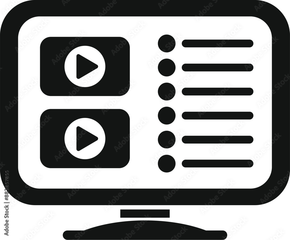 Poster modern video sharing platform interface displayed on a computer screen, showcasing a playlist of vid