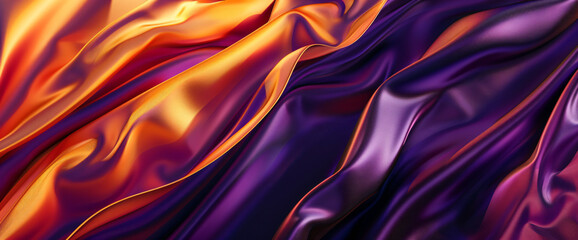 Abstract Purple and Orange Silk Fabric.