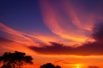 美しくグラデーションする夕焼けの風景