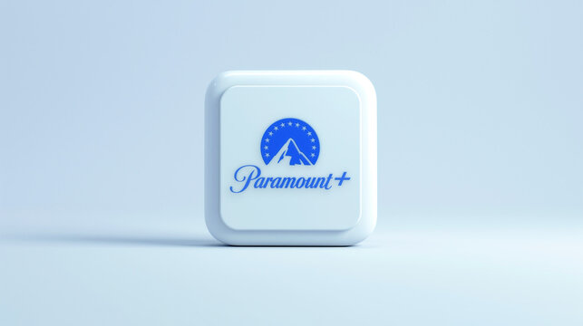 Paramount+ app 3d icon on a pale blue background