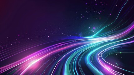 Fototapeta premium Abstract Neon Lines and Stars