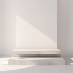 Fototapeta premium Sleek and Minimalist Platform Mockup in a Light Studio Setting with Modern Design Elements and Neutral Color Palette for Digital Products Presentation