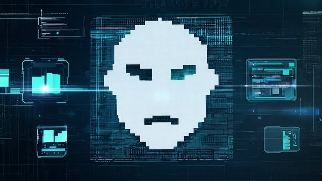 AI Takeover Concept with a Digital Face on Technology as an Existential Threat