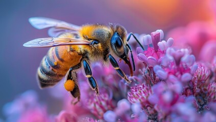 Close-Up of a Honeybee Collecting Pollen