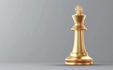 Golden chess king piece on gray background, symbolizing leadership and strategic brilliance in a timeless game - Generative ai