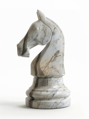 Scacchi. Pezzo degli scacchi in marmo bianco: cavallo.