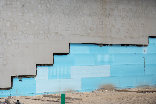 EIFS. Exterior insulation finishing system on the construction site of a building