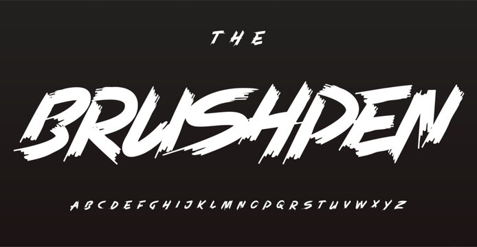 Brushpen handdrawing alphabet, bold youthful letters, fresh expressive font for a lively modern logo, dynamic headline, contemporary typography, teenage typographic design. Vector illustration
