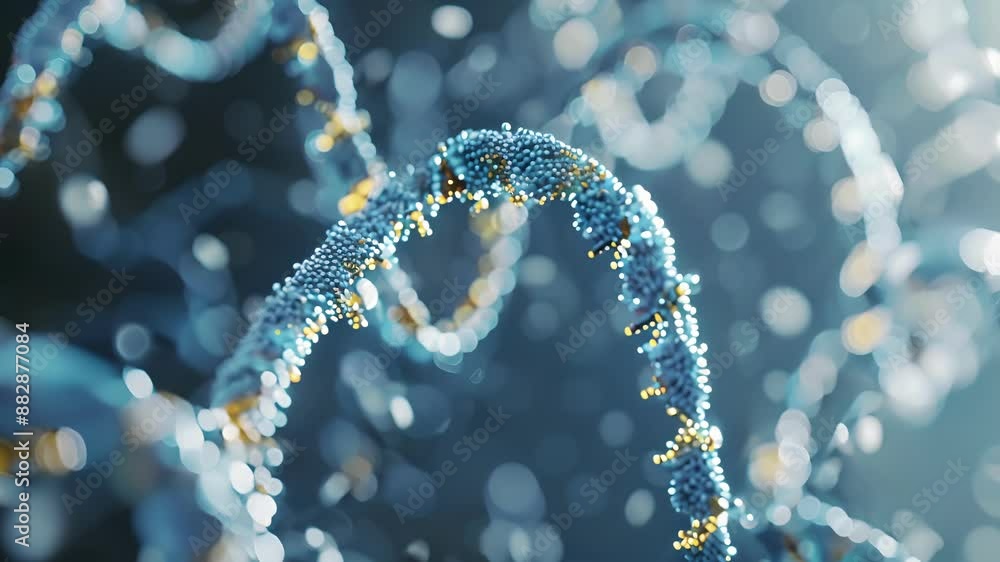 Aufkleber a magnified view of a dna sequence with the exons marked in blue and the introns marked in yellow de