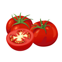 red tomatoes on a white background